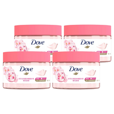 多芬 去角質身體磨砂膏 櫻花甜香，含1/4滋潤乳霜, 298g, 4罐