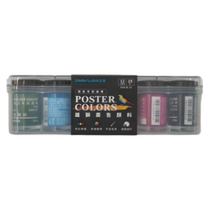 SIMBALION 雄獅 廣告顏料檢定考試適用 12色, 15cc, 1盒