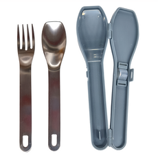 Sugar Land 不鏽鋼叉匙餐具組 2件組, 湯匙 + 叉子 + 外盒, 天空藍, 1組