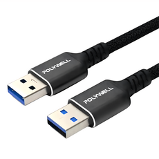 POLYWELL 寶利威爾 USB3.2 Type-A 公對公高速傳輸線 Gen1 5Gbps, 2m, 黑色, 1條
