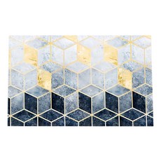 PVC防油防水皮革地墊 短款, 漸層立方, 1個