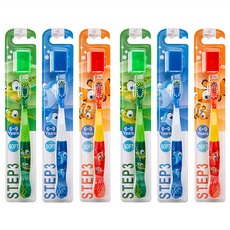 VITAHALO 兒童牙刷 附牙刷蓋 6~9歲, 綠色 + 紅色 + 藍色, 6支, 1組