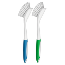 AHOYE 長柄洗鍋刷 顏色隨機 輕鬆清潔鍋底 高彈性刷毛耐用 前端刮刀設計, 1組, 2支