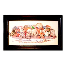 原木鑰匙盒壁飾 小 橫幅 31 x 19cm, Bunnies 愛 兔寶寶, 1個