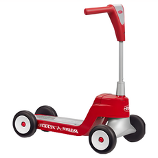RADIO FLYER 小浣熊二合一滑步滑板車, 調整手把高度變形, 玩具儲存槽, 四輪車體增加穩定度, 59 x 33 x 46~63cm, 1個, Red
