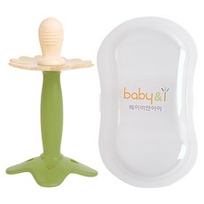 BABY&I 3個月以上適用 耐高溫矽膠材質, 固齒器 + 收納盒, 綠色, 1組