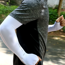 NAMATETSU 生鐵 男款 手掌防滑設計防曬冰涼袖套 UPF 50+ 柔軟透氣, 白色, 1個