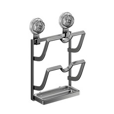 小麥購物 吸盤鍋蓋架 C587 16 x 7.5 x 31cm 477g 2層, 1個, 槍灰色