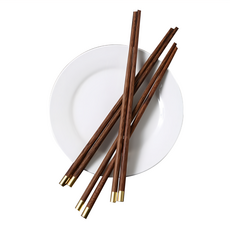 生活采家 家用黑檀木黃銅福字圓筷組, 筷長約25cm, 原木製造紋理自然, 美觀耐用, 易清洗保養, 黑檀木黃銅福字, 圓筷, 5雙