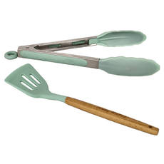 Anny Rabbit 安妮兔 木柄矽膠料理組 2入 (含料理夾及鍋鏟), 料理夾(25.5 x 3.5 x 12cm) + 鍋鏟(8.3 x 32cm), K-E1214, 1盒
