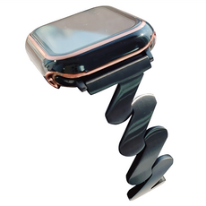 DAYA 啞光波紋磨砂不鏽鋼錶帶，適用於Apple Watch，卡扣設計，輕鬆調整手圍, Apple Watch 42/44/45/49mm, 迷霧黑, 1條