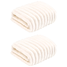 TengYue 雲朵條珊瑚絨沐浴三件套 - 雪朵珊瑚絨，包含毛巾、擦髮巾和浴巾, 奶白色, 2個