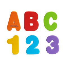 munchkin 滿趣健 字母數字洗澡玩具學習組，26個字母(A-Z)和10個數字(0-9)，無毒EVA泡棉材質, 混合色, 1組
