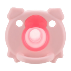 Richell 利其爾 矽膠安撫奶嘴 全矽膠材質 附收納盒, 3個月以上, 豬豬, 1個