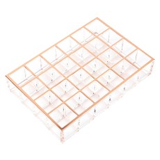 moosy life 目喜生活 飾品唇膏口紅收納架 24格 台灣製造 壓克力材質, 玫瑰金, 1個