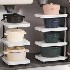 上手家居 自由間距鍋具收納架 水槽下不鏽鋼分層置物架 33x22x30cm, 白色, 1個, 2層