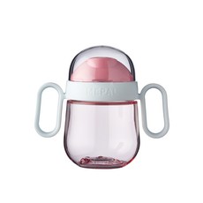 MEPAL MIO 雙耳學習杯, 100%無BPA 食品安全認證, 適合6個月以上幼兒, 100%防漏, 雙出水口設計, 附蓋安全衛生, 適用於洗碗機, 粉紅色, 200ml, 1個
