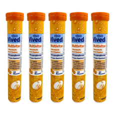 ELKOS 愛可舒 VIVEDE綜合維生素發泡錠 香橙風味,6g,17顆,5支