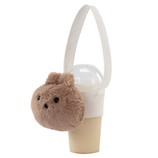 Viita 鬆軟舒壓咪兔 可隱藏收納飲料提袋/環保杯套/手機包 - 卡其色, 1個