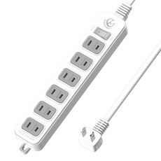 CENTENARY 成電牌 1切6座延長線 本體 245 x 42 x 28.2mm, 1.8m, 白色 + 灰色, 1條