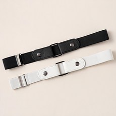 CARET 無壓迫無扣腰帶2件組 均碼 女士休閒腰帶, 黑色 + 白色