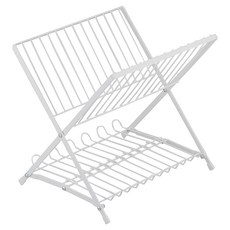 FREIZ 和平 折疊式碗盤餐具瀝水架, 白色, 2層, 1個