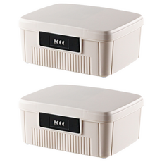 FAmILyLIFE 生活 珍藏加厚4碼密碼收納箱 中款 11L, 白色, 2個