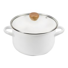 PEARL LIFE 珍珠金屬 玻璃蓋咖哩琺瑯鍋 HB-4871 20cm, 白色, 1個