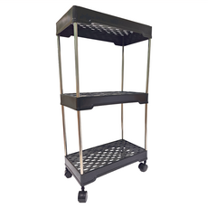 FANCY LIFE 小推車置物架 三層 黑色 1入