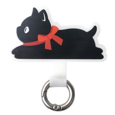 ekax 玩趣造型手機掛繩夾片，聚酯纖維，五金, 趴趴喵 蝴蝶結, 1個