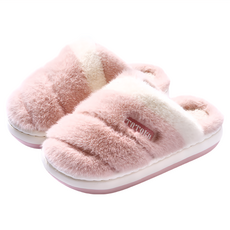 ego life 雙色毛絨EVA厚底防滑保暖男女室內拖鞋 TSM2973, 40~41, 粉色