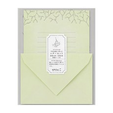日本MIDORI花色和紙信紙組 - 優質日系信紙信封套裝 清新花色設計 享受細膩和紙書寫體驗, 綠色(86316), 1包