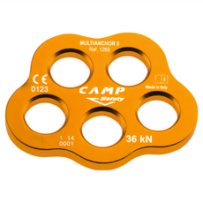 Camp Outdoor MULTIANCHOR 5孔分力盤 斷裂負荷:36kN 孔徑19mm 9.3 x 7.2 x 0.8cm 70g 5個, 1個, 金色