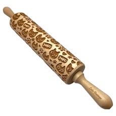 SOLO 歐洲家居 歐洲櫸壓紋擀麵棍 大頭貓, 1支