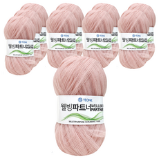 YEONIL Knitt Wellbeing Partner 菜瓜布編織線, 60克 淺粉色 2入, 多用途清潔紗線, 10捲