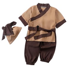 愛北鼻 萬聖節變裝服 中式武術服裝 角色扮演服裝, 店小二 棕色, 1組