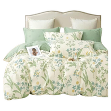 Pure One 床包被套組 雙人 100%純棉 台灣製造, 床包(186 x 150cm) + 被套(210 x 180cm) + 枕套(75 x 45cm) 2個, 仙草