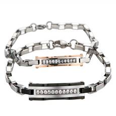 馥瑰馨盛 男女施華手鍊 Set 電鍍合金 鈦鋼