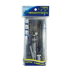 DAIHO 大豪 高級教學用附筆圓規尺組 塑膠五金樹脂材質 含直尺、三角板、量角器、自動鉛筆、自動鉛筆芯、橡膠擦, 12組, 黑色 + 透明