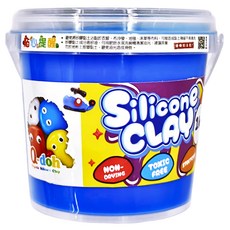 Q-doh 有機矽膠黏土 歡樂柔軟量量桶, 無毒, 不乾燥, 藍色, 1kg, 1桶