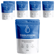 TissuEDori 迷你壓縮紙巾 100%粘膠人造絲, 100顆, 6袋