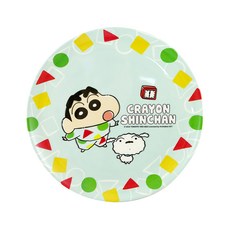 Shinchan 蠟筆小新 造型餐盤 圓盤 美耐皿, 睡衣款 綠色, 1個