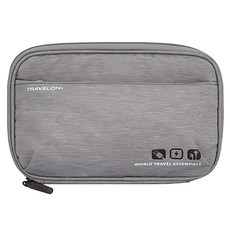 TRAVELON 3C線材收納包|旅遊 電子用品 零錢小物 多層分隔設計 防潑水面料 輕巧便攜, TR130, 灰色, 1個