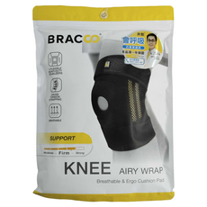 BRACOO 奔酷 雙支撐透氣親膚可調式護膝KP32, 黑色, 1件