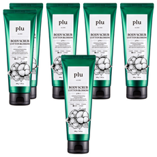 plu 身體去角質霜 Cotton Blossom, 3合1去角質, 滋潤和亮膚效果, 200g, 6條