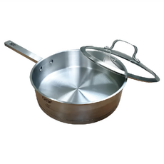 FULOTO 婦樂透 24cm 義式煎鍋 含鍋蓋 304不鏽鋼 適用多種爐灶, 1個