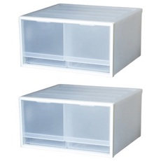 KEYWAY 聯府 簡約雙抽屜整理箱 20L CK-72, 白色, 1 Tier