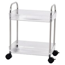 Craftsman In Storage 收納職人 現代簡約輕奢豎紋多功能收納推車, 2層, 透明色