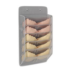 小麥購物 壁掛式內衣褲收納掛袋 L2101 5格, 灰色, 1個