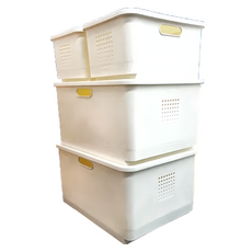 FAmILyLIFE 生活 加厚可疊加防塵附輪收納盒4件組 A-323-2 + A-326-2 1.9kg, 白色, 1組